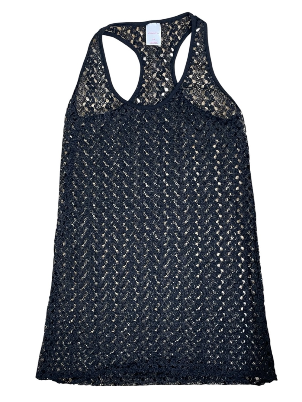 Xhilaration Black Lace Crochet Racerback Tank Top Cover Up Size Small